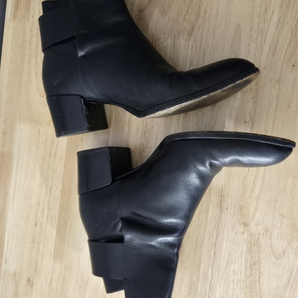 Alexander Wang Anja Black Leather Boots Womens Sz 8.5 Block Heel Buckle Closure. - Picture 6 of 14
